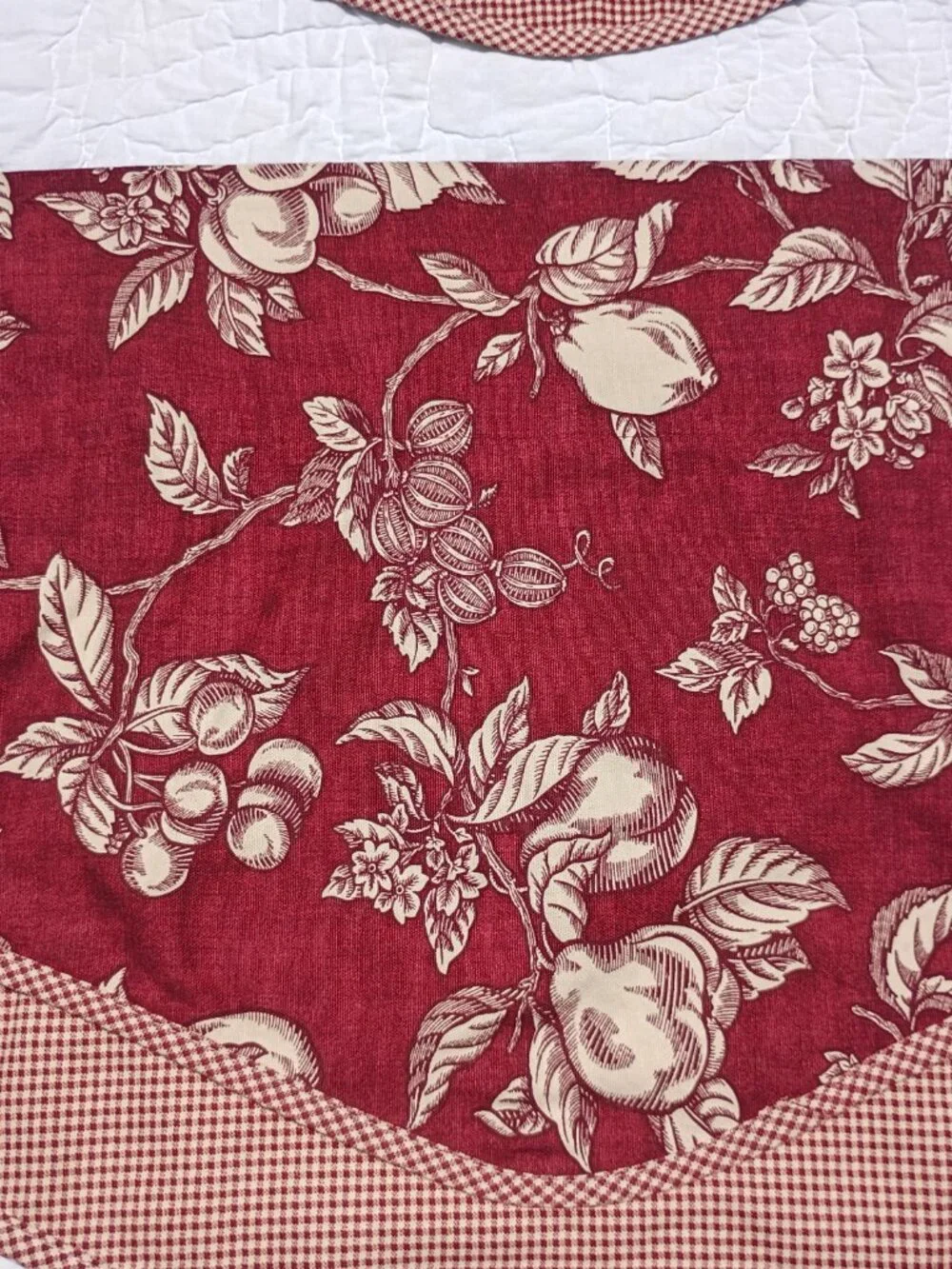 Set of 3 Waverly Garden Room Curtain Valances Ascot Red Gingham Fruit and Floral
